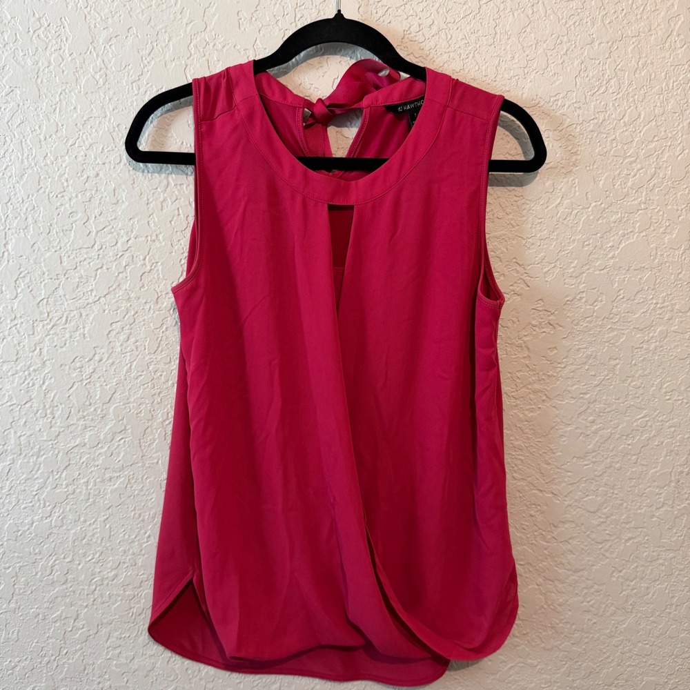 41 Hawthorn Tulip Wrap Sleeveless Blouse S Pink Business Casual Tie Back Top